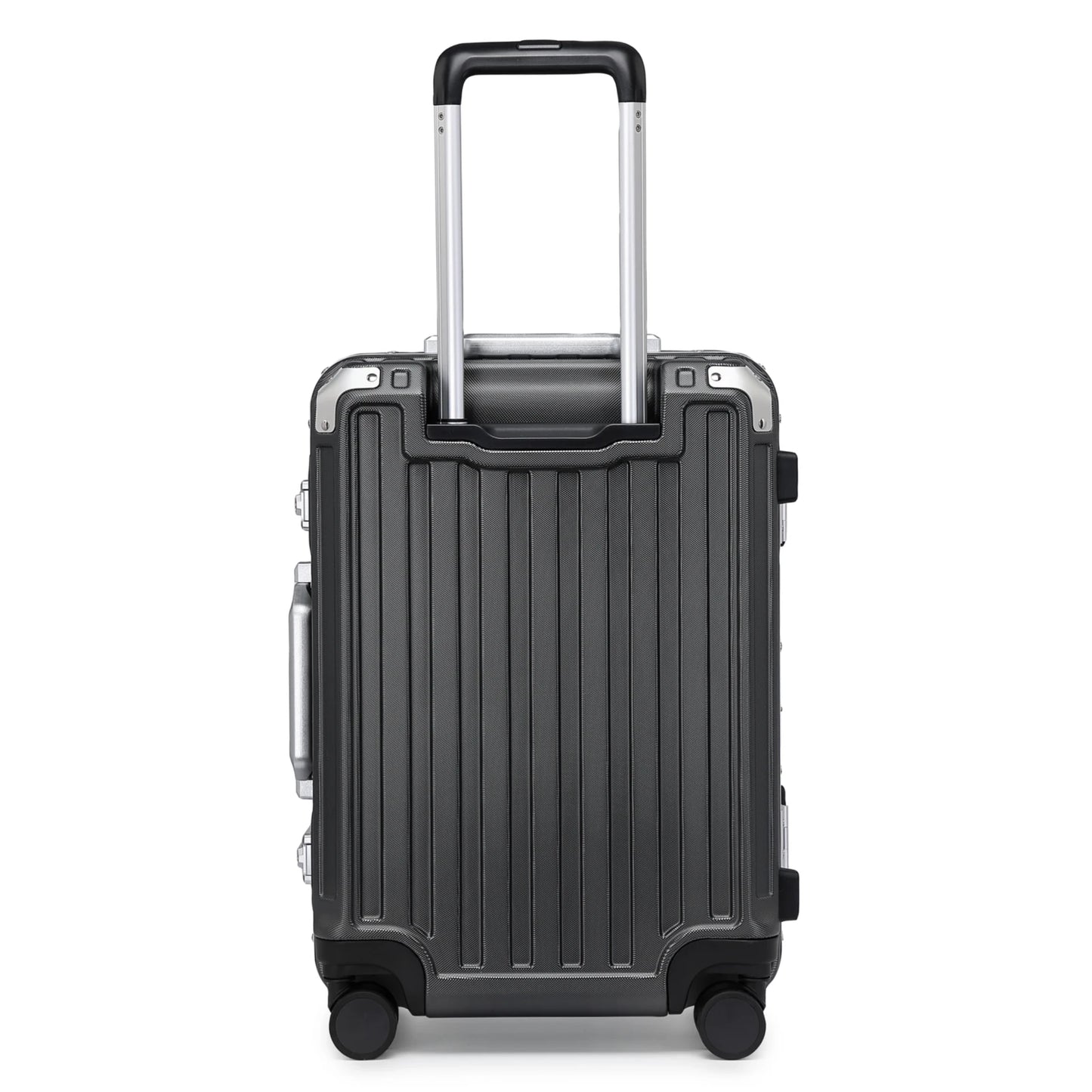 Hard Case Suitcase Trolley Aluminum Frame suitcase PC hand luggage with 4 Rolls TSA Check-in Luggage Trackcase Black