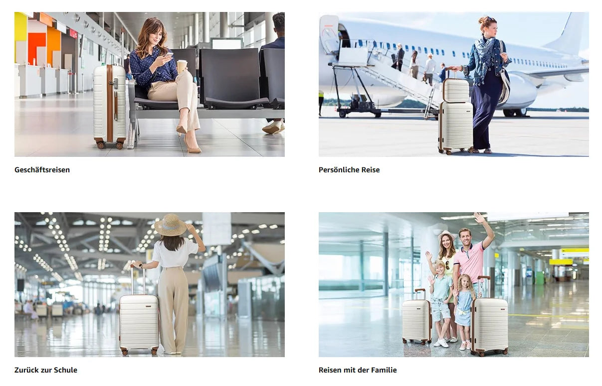 KONO 40L hand luggage Trolley Suitcase Lightweight 4 Twin wheels Hard suitcase TSA Lock Polypropylene