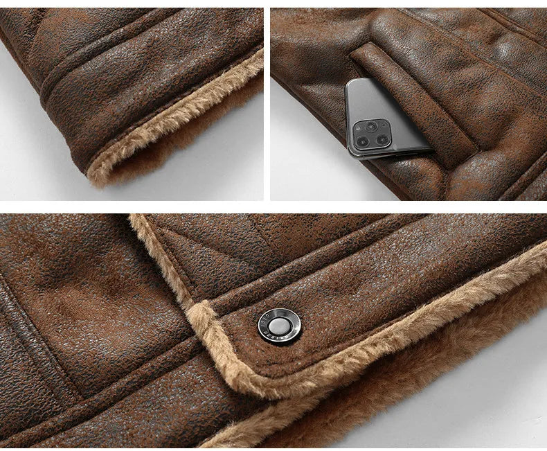 High Quality Leather Jackets Casual Man Winter Fleece Motorcycle Faux Leather Jacket Male Anti-wind Lapel Zipper Jackets Men