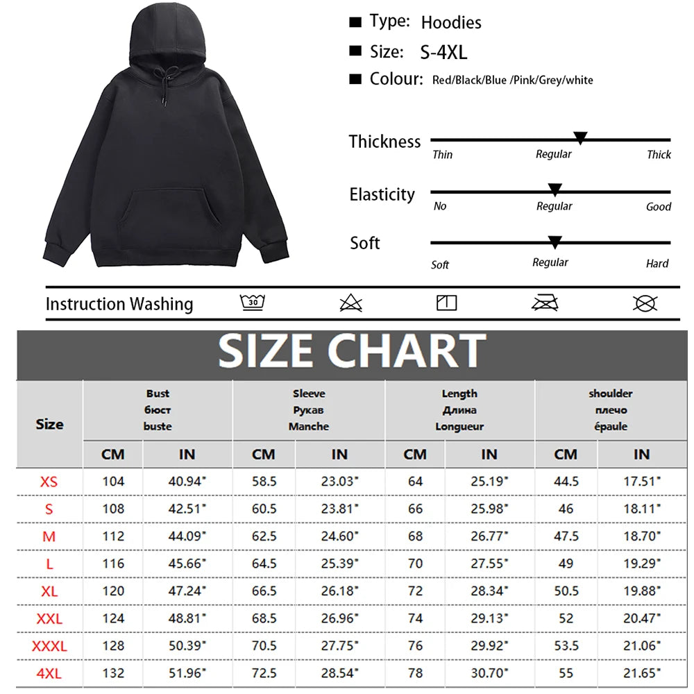 Men Hoodies Women Pullover Spring Autumn Casual Hoodie Sweatshirts Solid Color Hoodies Oversize Black Sweatshirt For Male
