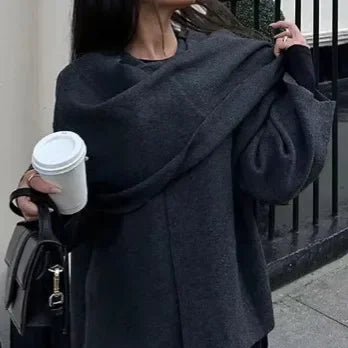 Elegant Short Sleeveless Coat Scarf Collar Comfortable Warmth Lazy Style Autumn Winter New Arrival Women's Jacket Outerwear