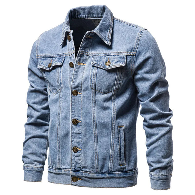 Men's Denim Jacket Trend Retro Fashion Casual Jacket Suitable Young Blue Black Youth Workwear Locomotive Spring Autumn Winter