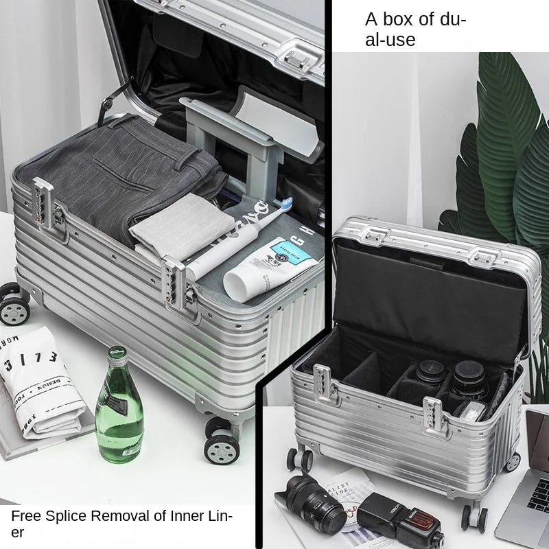 All Aluminium Magnesium Alloy Captain's Luggage Top Flap Camera Case 18/20‘’ Cabin Suitcase 22/24‘’ Trolley Case