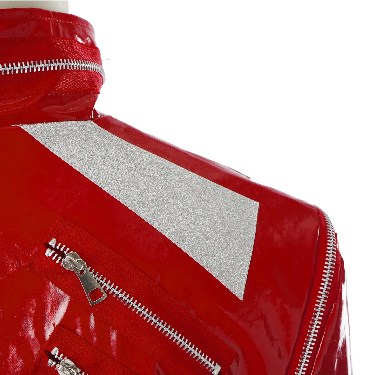 Red Zipper Michael Jackson MJ Beat It Jacket for Impersonators PU Leather Punk Casual Coat Halloween Stage Christmas Outwear
