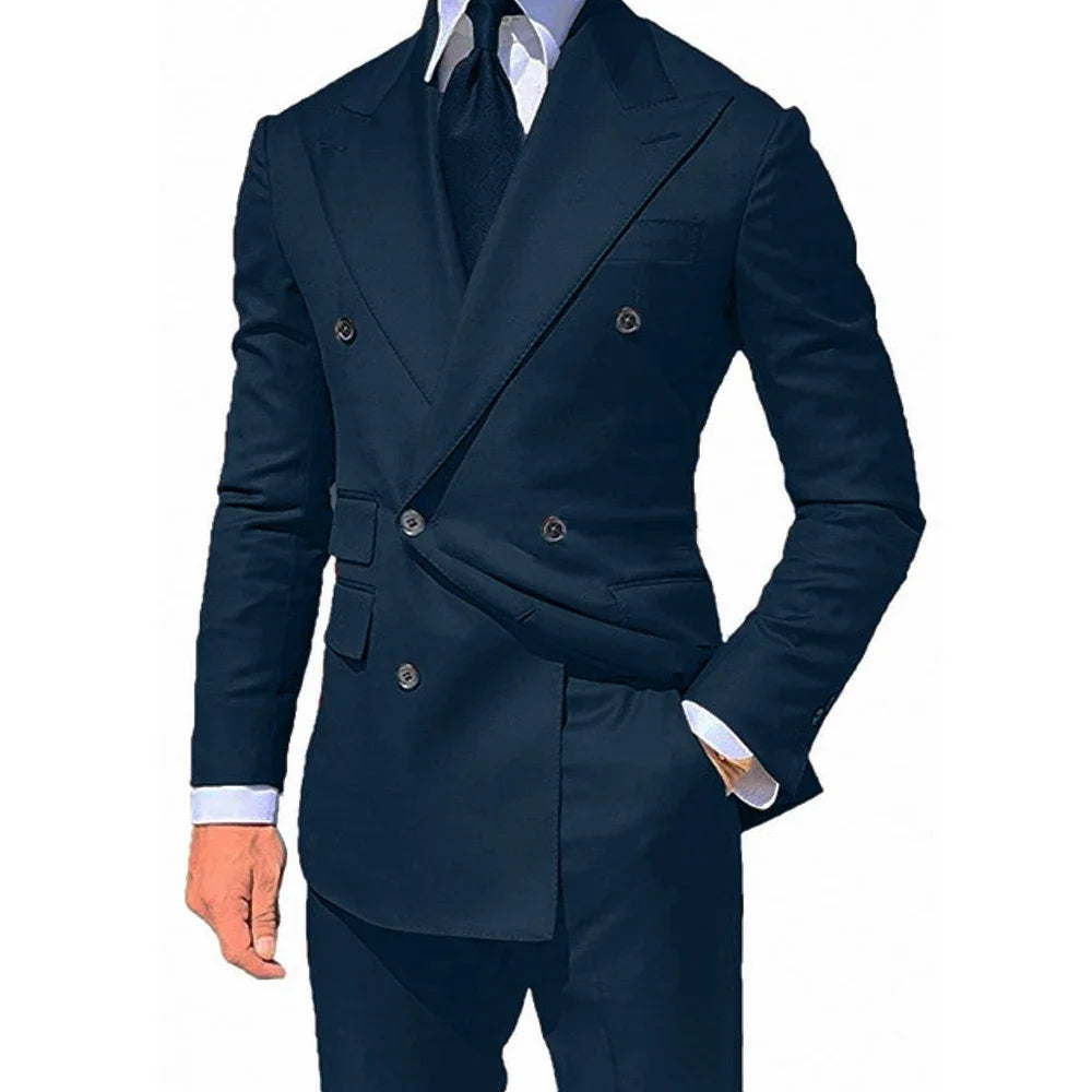 Yellow Men Suits 2 Pieces Set Fashion New Men's Casual Boutique Business Formal Wedding Groom Suit Coat Blazer Trousers 2024