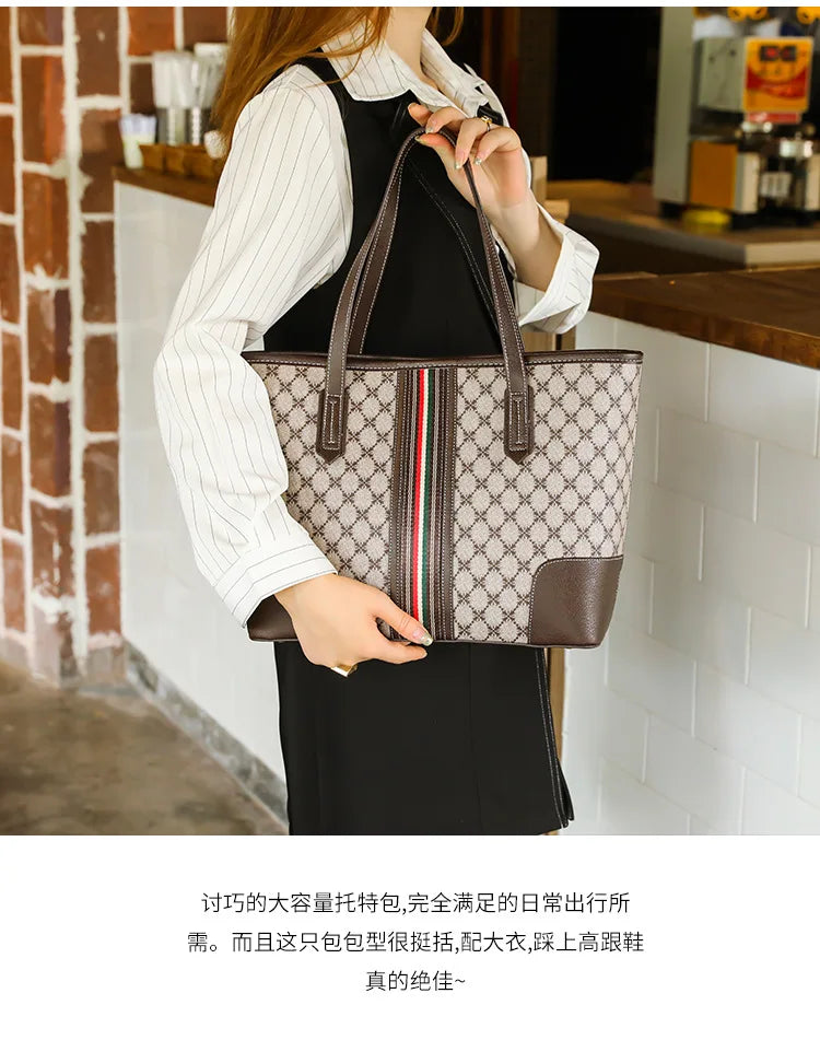 New Fashion Women's Tote Bag Trend Brand Retro Printed Shoulder Bag Large Capacity Elegant Commuter Bag Designer Luxury Handbag