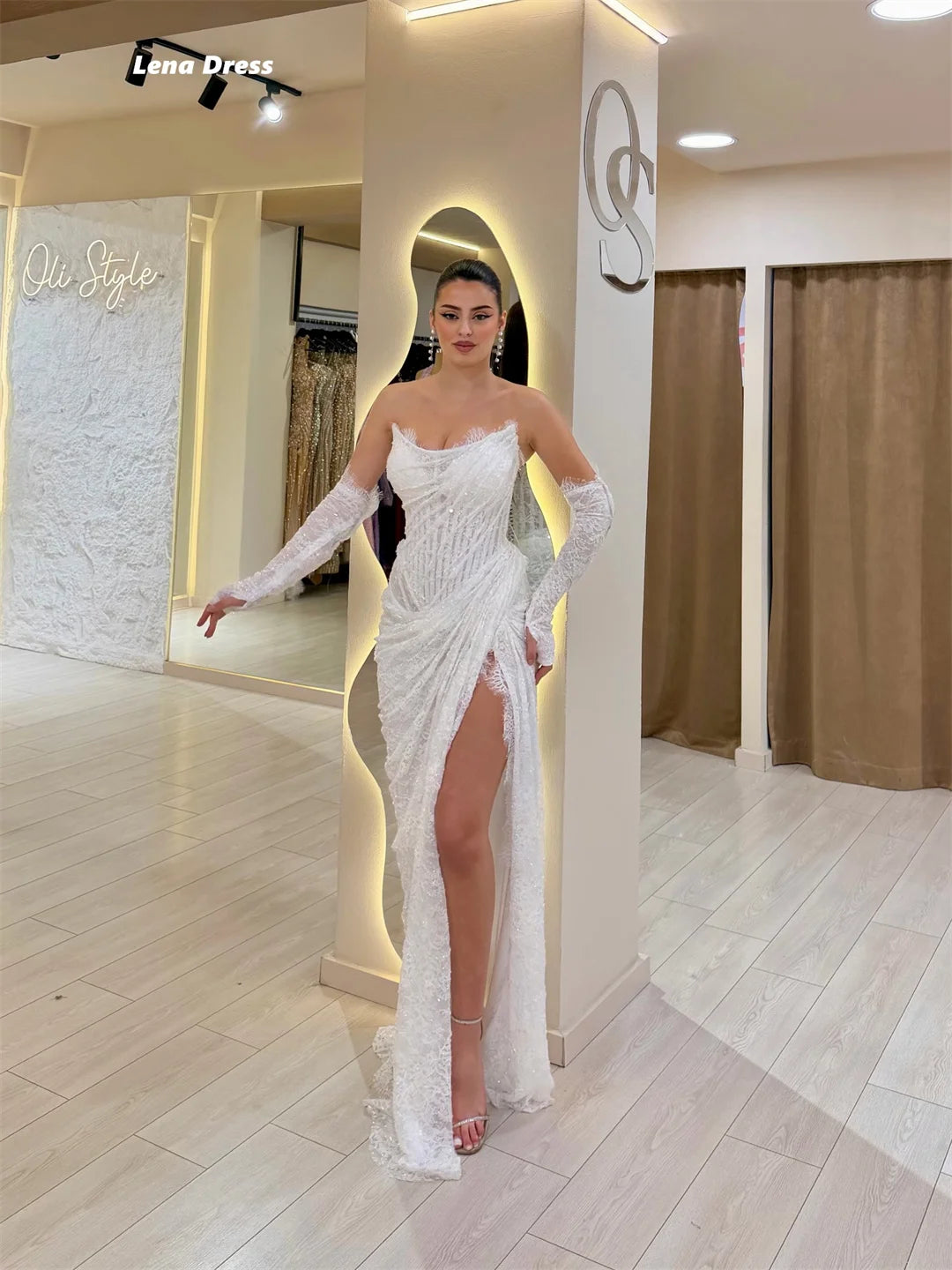 Lena Wedding Women's Evening Dress for Weddings Embroidered Lace Prom Dresses for Luxury Party Custom Elegant Cocktail Dresses