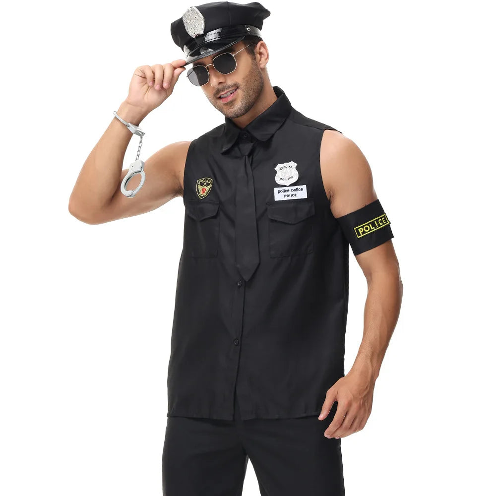 Couple Cop Costumes for Halloween Adult Carnival Party Police Officer Swat Role Play Outfits