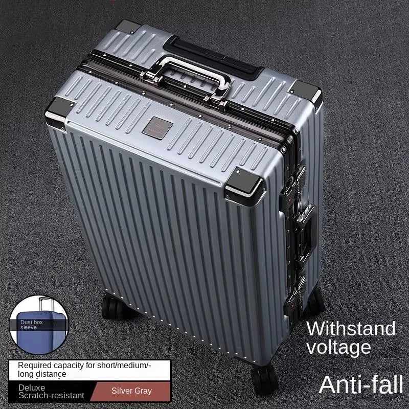Aluminium Frame Suitcase Large-capacity Trolley Case Strong and Durable Password Cabin Bag Thickened PC suitcase 20/22/24/26/28