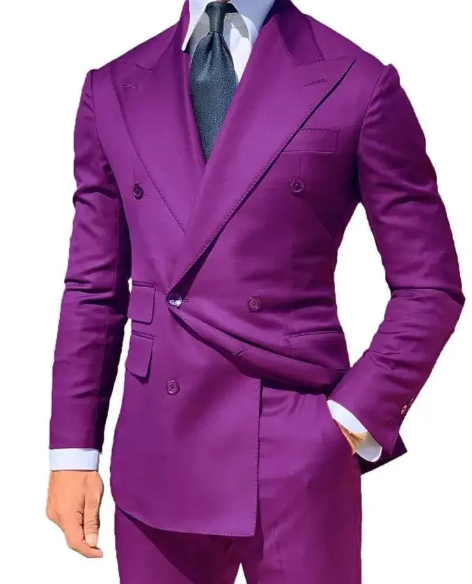 Yellow Men Suits 2 Pieces Set Fashion New Men's Casual Boutique Business Formal Wedding Groom Suit Coat Blazer Trousers 2024