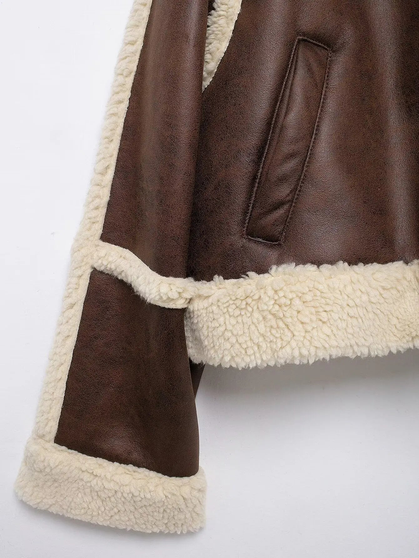 KONDALA Fashion 2024 Fleece Women Turn-down Collar Streetwear Jacket High Street Cool Zipper Winter Outwear Casual Vintage Coatr