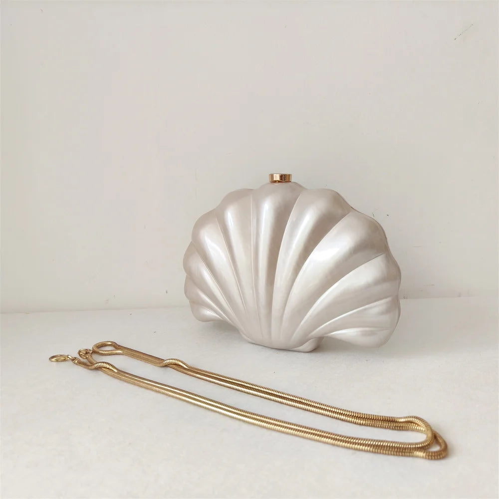 Female Shell Acrylic Box Clutches Lady Gift Evening Bag Party Prom Stones Handbags Luxury Women Wedding Bridal Clutch Purse Bag
