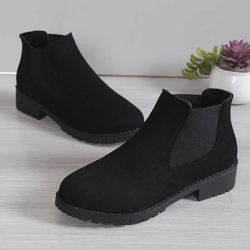 2025 Autumn and Winter New Women's Boots, High-Quality Women's Shoes, Fashionable High-End Square Heel Short Leg Chelsea Boots