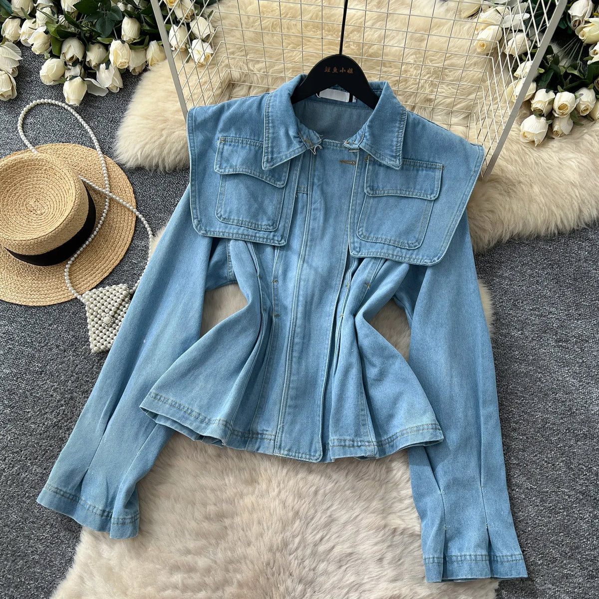 SINGREINY Fashion Senior Denim Jacket New French Classic Lapel Full Sleeves Slim Outwear Women Autumn Chic Elegant Workwear Coat