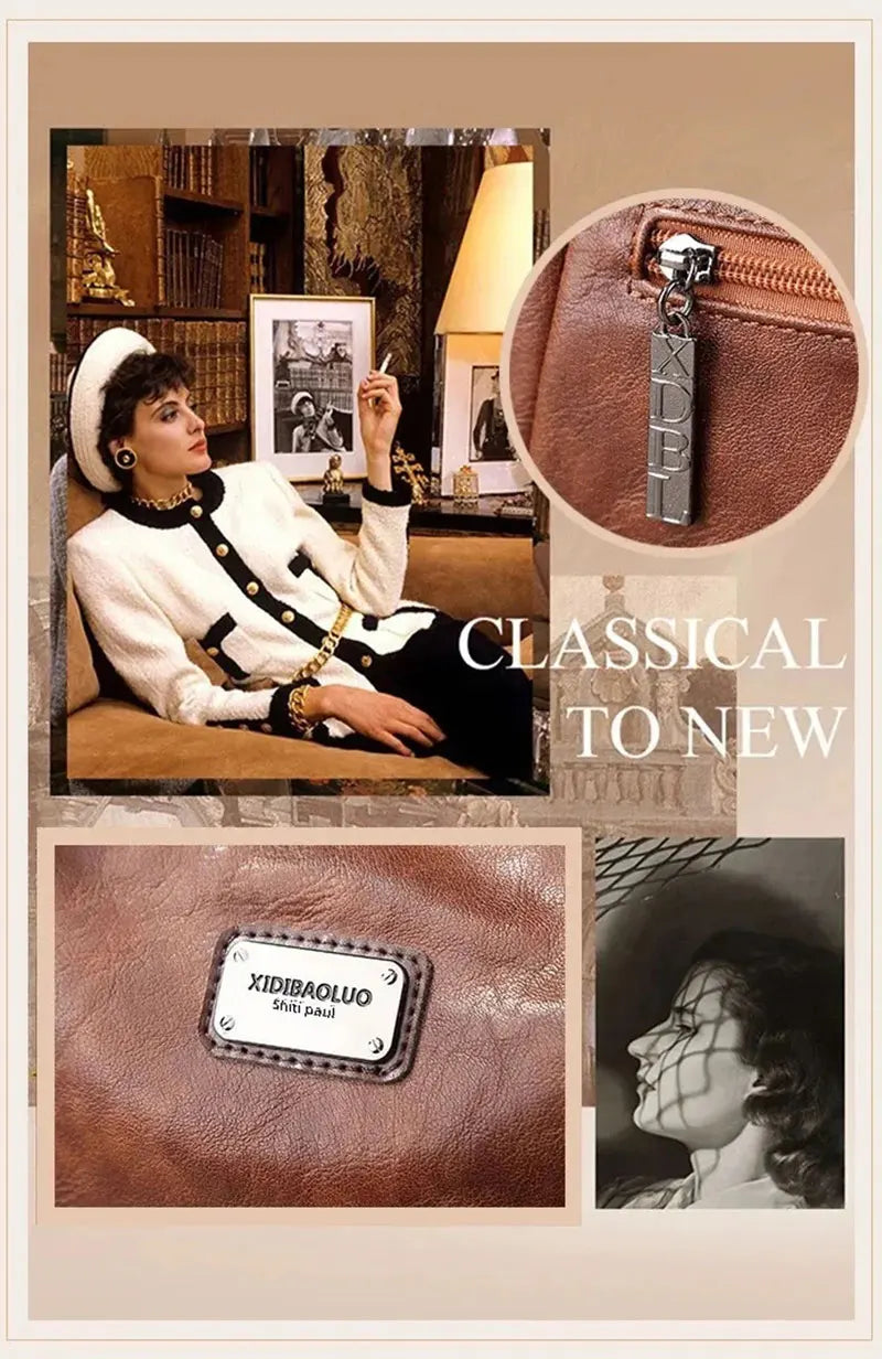 Vintage Women's Tote Bag 2025 New PU Leather Shoulder Bag Large Capacity Handbags Retro Style Crossbody Bags for Women