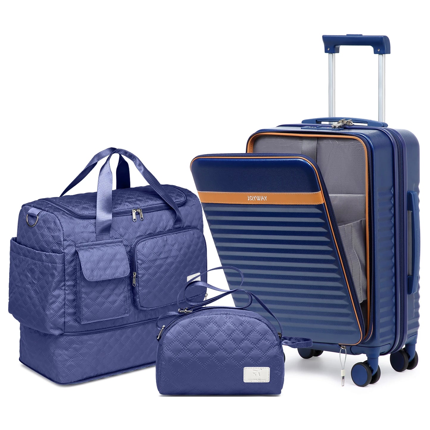 Joyway 20 inch Front-opening Luggage Suitcase with Expandable Multi-purpose Bag and Small Crossbody Bag