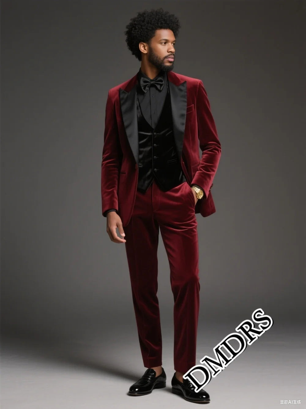 High-Quality Burgundy Velvet Men's Suit Set For Wedding & Stylish Business 3PCS Classic Men's Suit Set (Jacket, Vest, Pants)