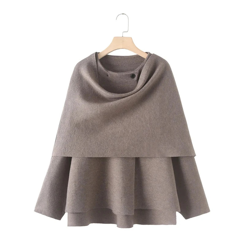 Faionable Asymmetric Scarf Collar ort Knitted Top Coat Women's Design Sense 275600 275607 Commute Sle Loose Fit Long ...