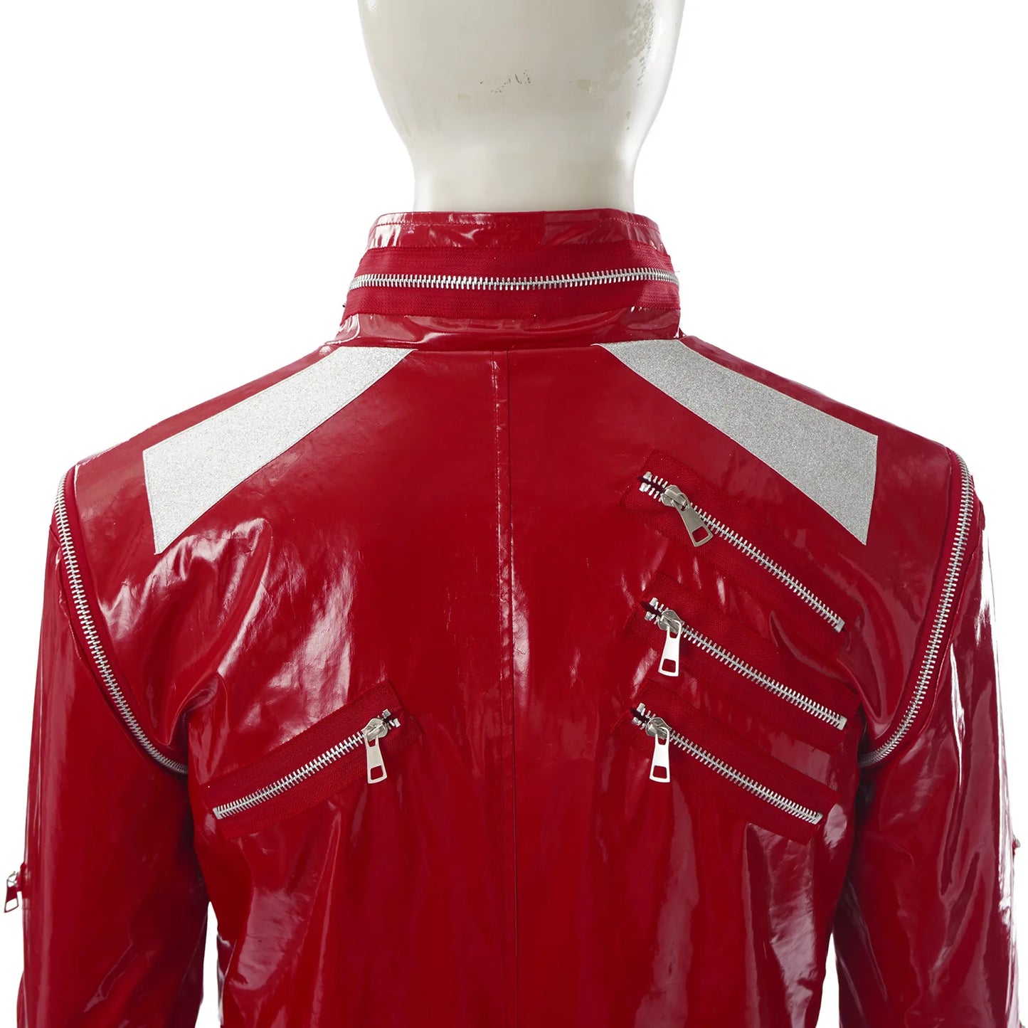 Red Zipper Michael Jackson MJ Beat It Jacket for Impersonators PU Leather Punk Casual Coat Halloween Stage Christmas Outwear
