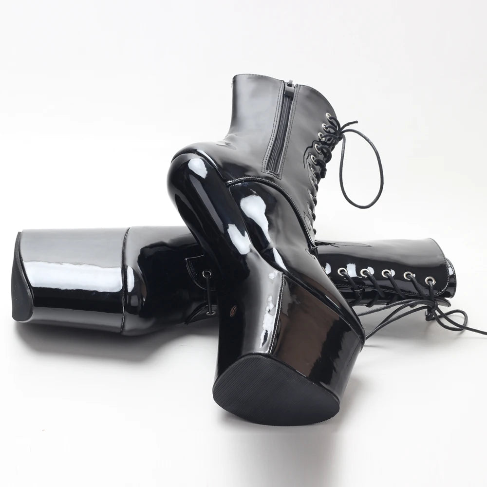 Exotic Pole Dance Platform Ankle Boots Extreme Fetish 8 Inch High Heelless Boots