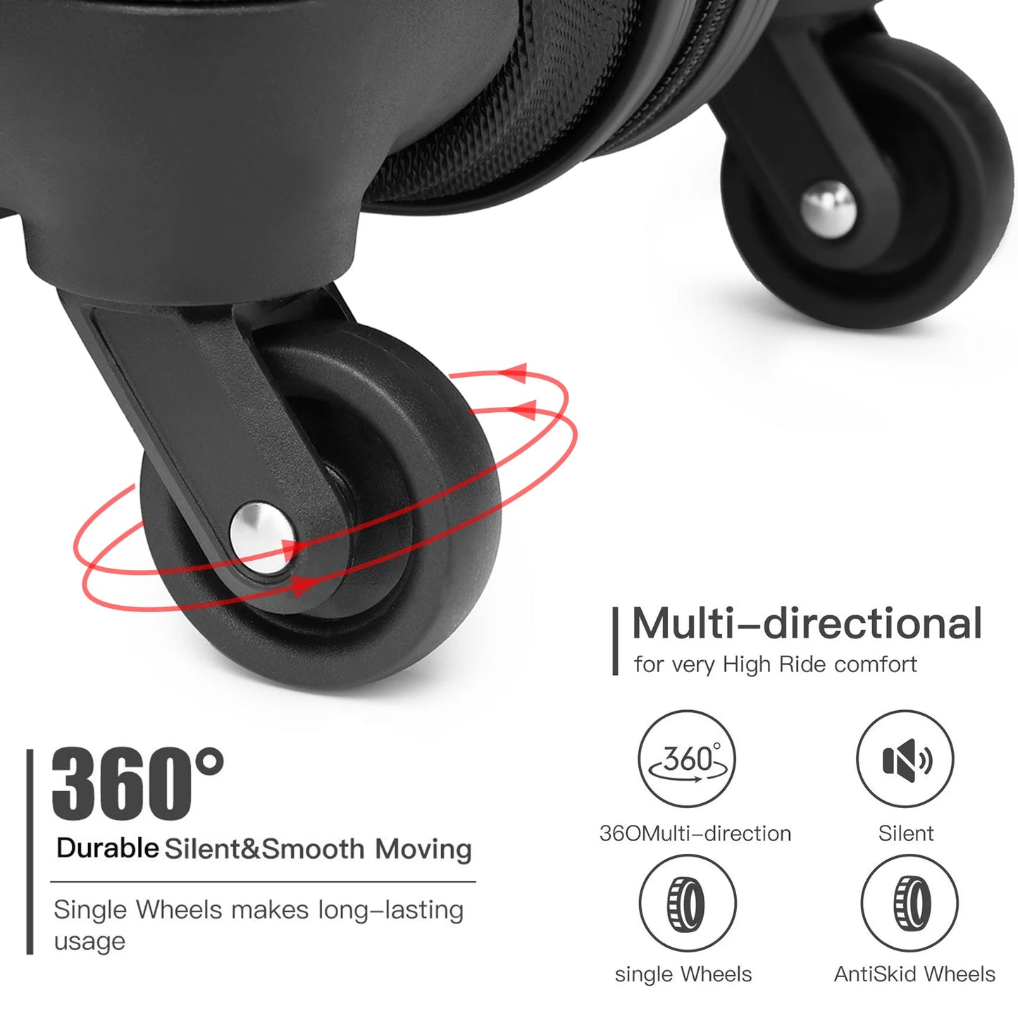 KONO Hardshell Case with 4 spinner wheels and number combination lock, light suitcase, hand luggage, 55/66/75 cm