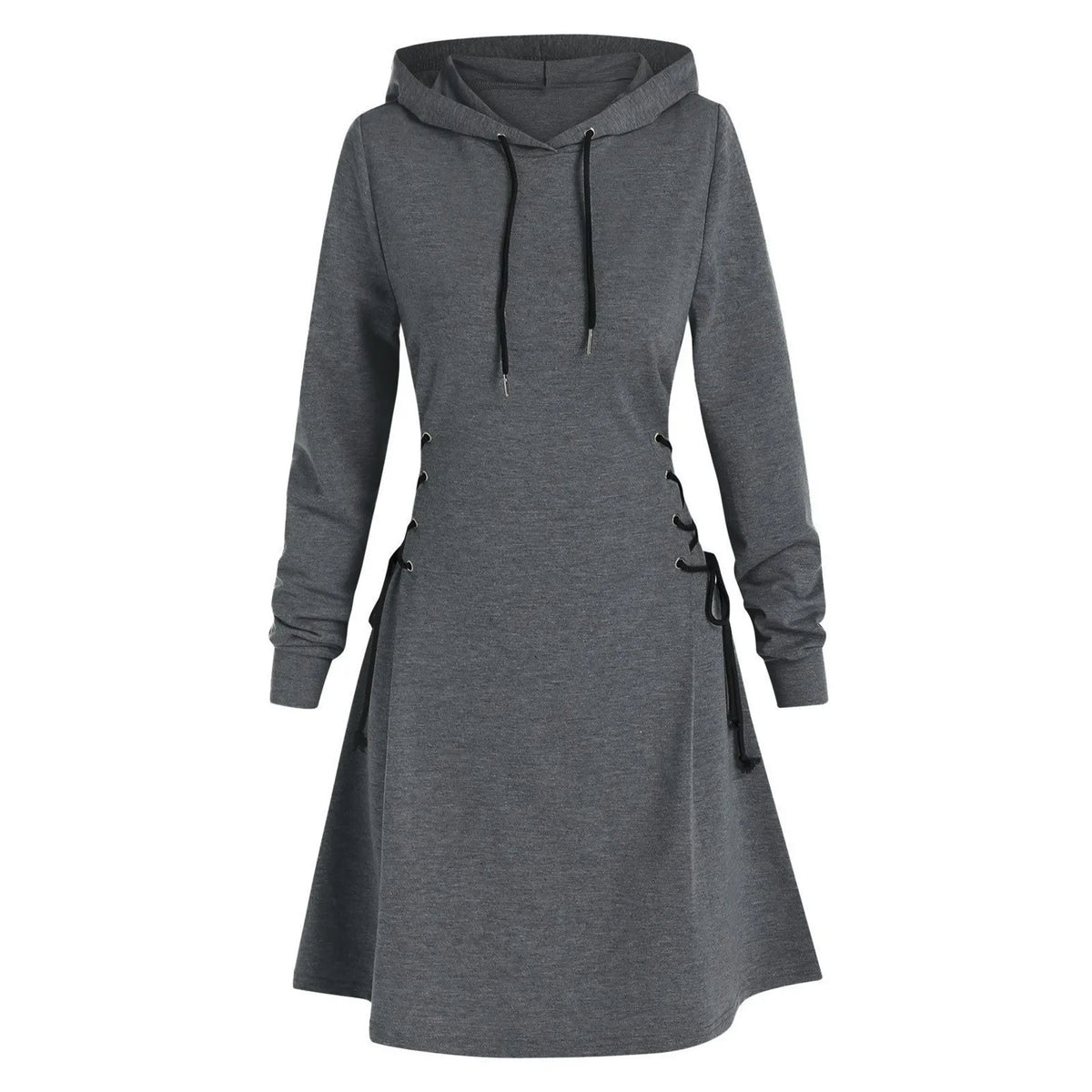 woman Women's Clothing Hoodies Sweatshirts Women's slim fit waist cinching strap drawstring long hooded sweatshirt Sweatshirts