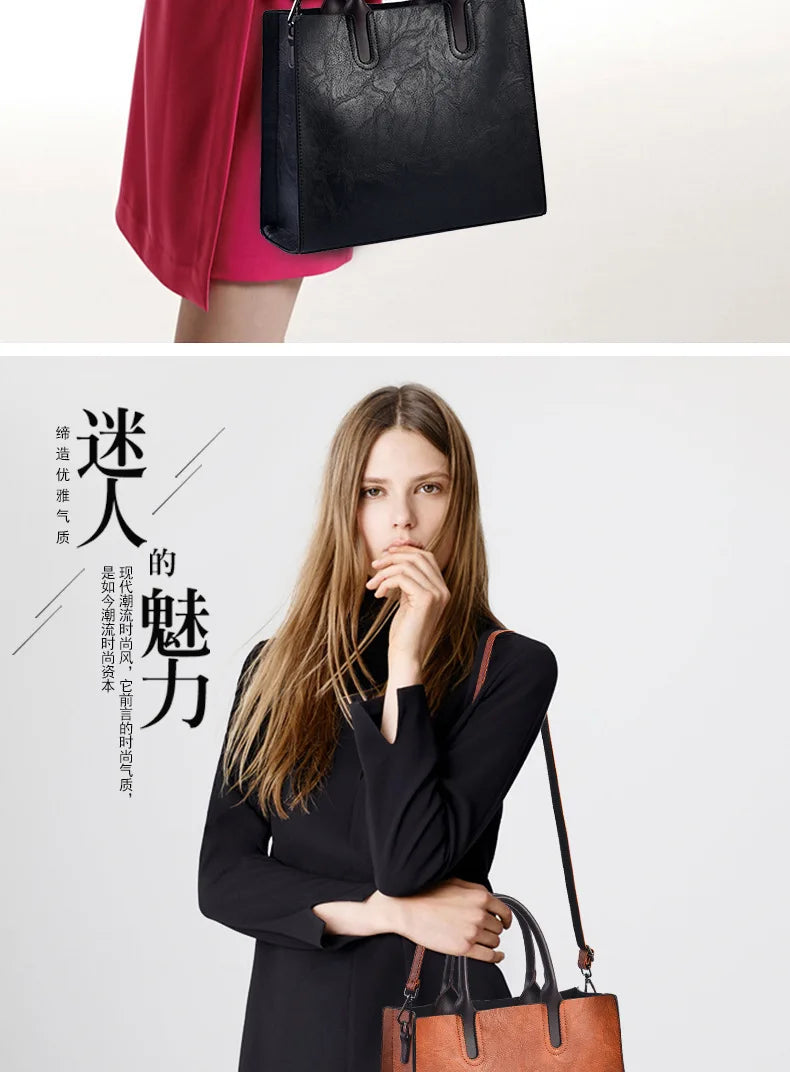 Large Capacity Women's Casual Tote Bag Women Leather Handbags Ladies Square Shoulder Bag Bolsas Femininas Fashion Crossbody Bag