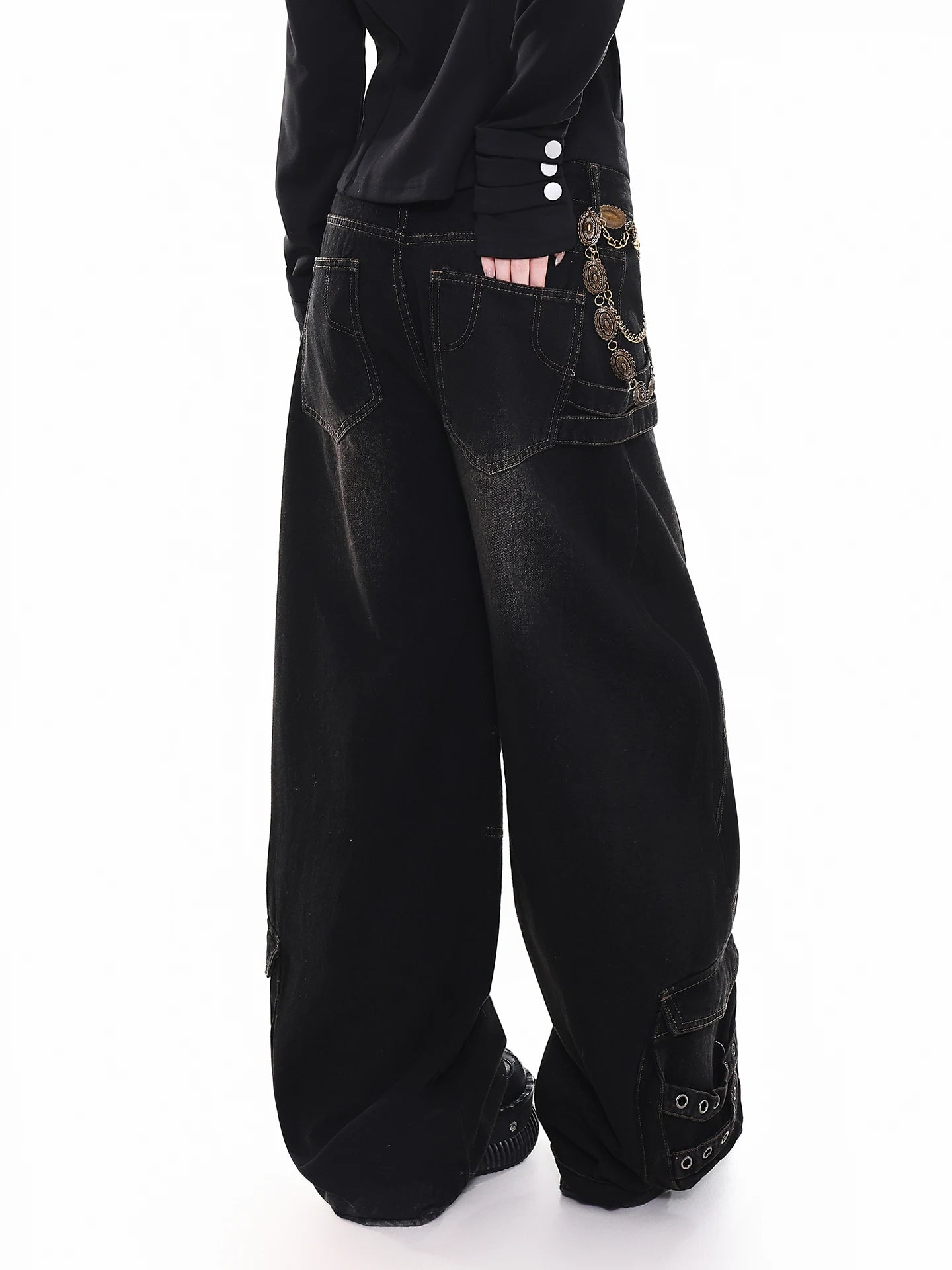 Street Style Orange Jelly Jeans Women's Loose Casual Wide Leg Pants Vintage Feel Comfortable Fit Spring Season Ladies Jeans