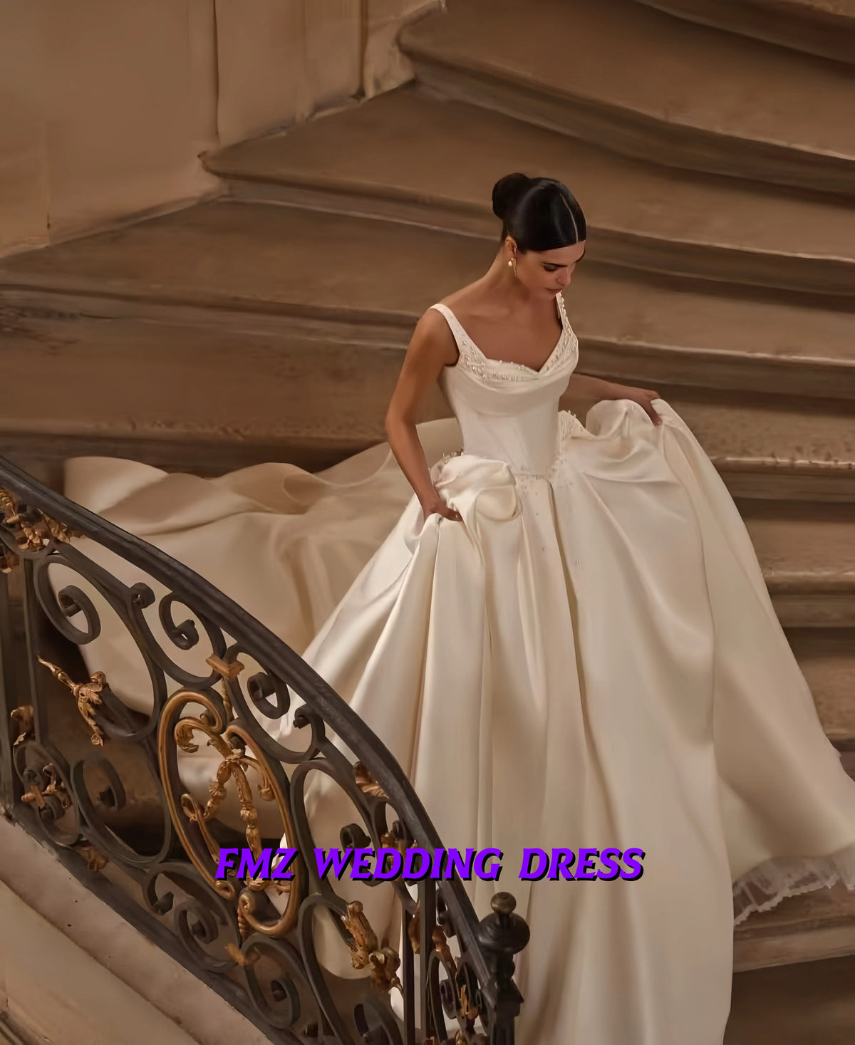Customized elegant dress strapless sleeveless Ball Gown satin robe de mariee wedding dress vestidos de novia