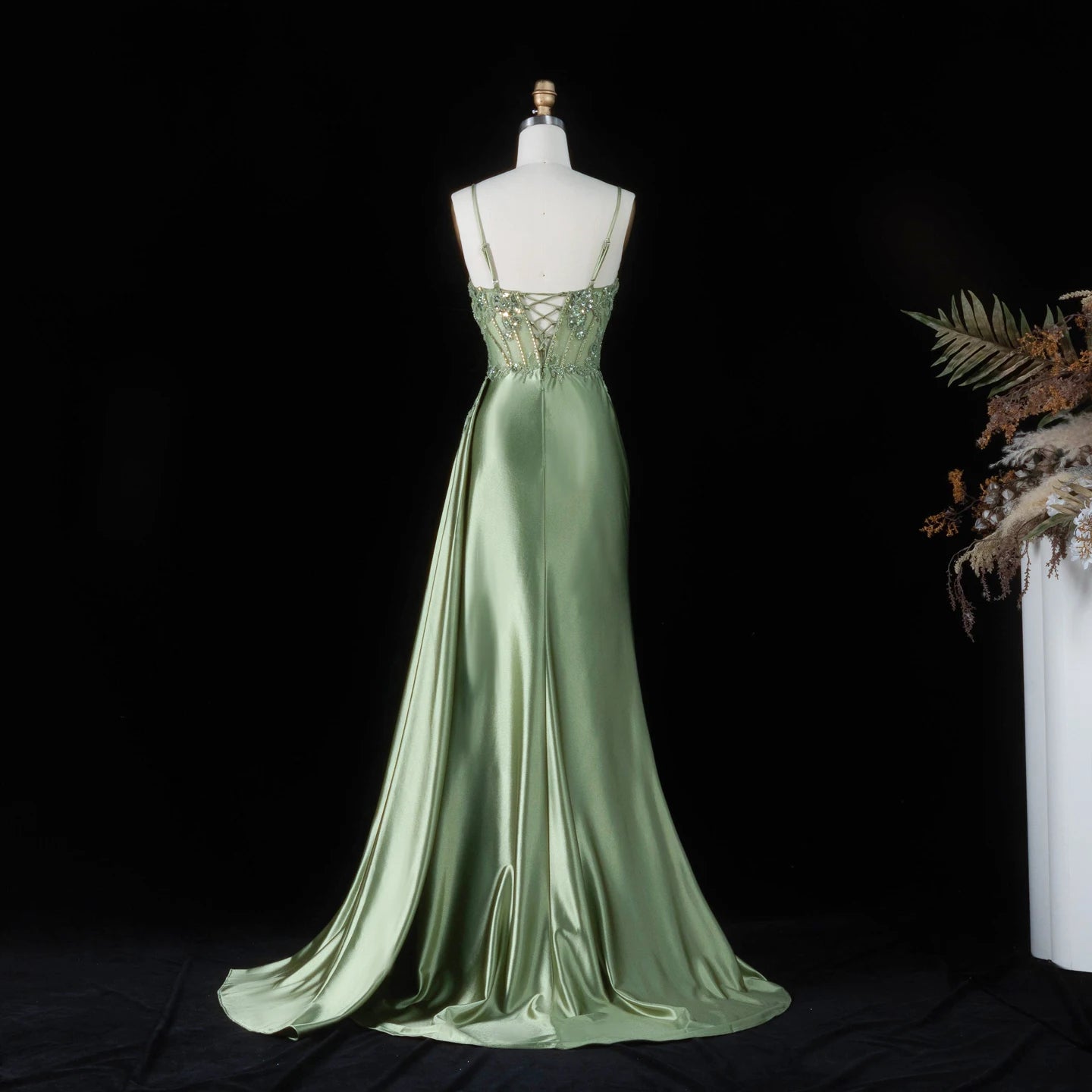 Sharon Said Women' s Floral Wedding Party Gown 2026 Draped Elegant Sequined Evening Prom Dresses with Side Slit SH197 Customized
