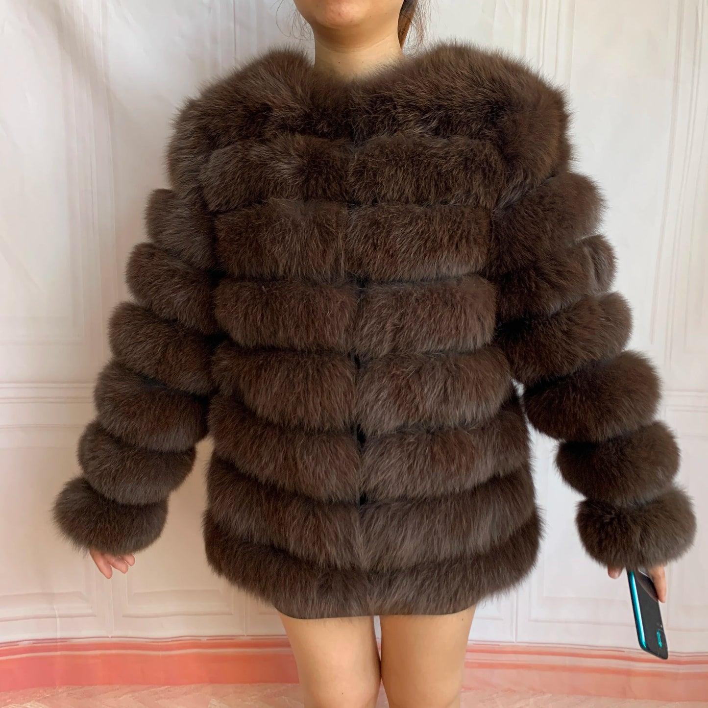 NEW Style Length Sleeves 4in1 Real Fur Coats Women Natural Real Fur Jackets Vest Winter Outerwear Women Fox Fur Coat Quality Fur