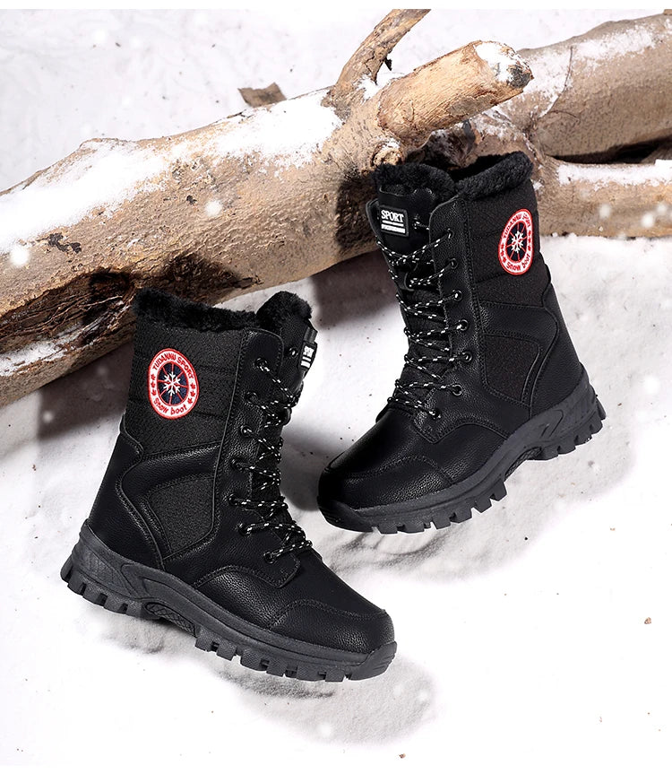 2025 new winter warm plush lined snow boots women's outdoor waterproof and non-slip plush cotton boots comfortable platform shoe