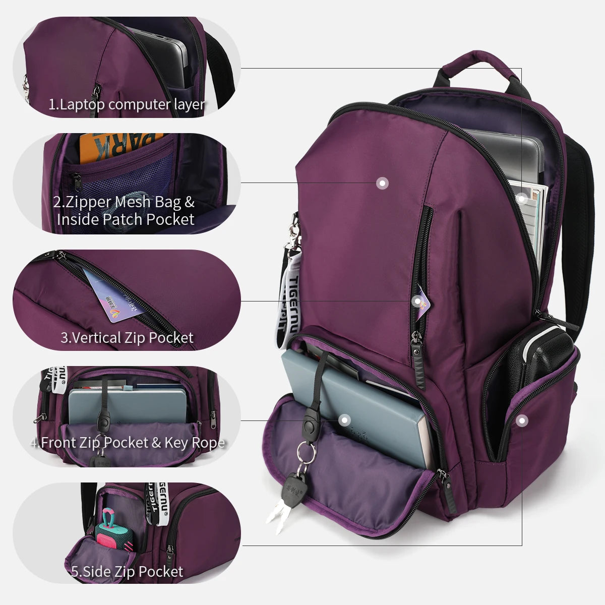 Tigernu School Backpack For Girls 14inch Laptop Backpacks For Women Waterproof Travel Backpack Bags For Women Backpacks Knapsack