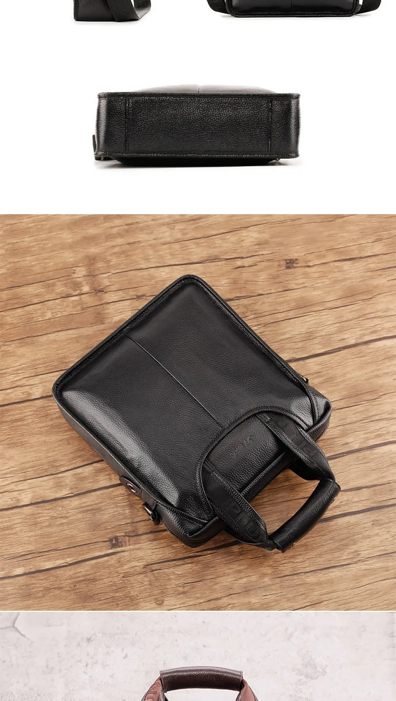 Business Briefcase Shoulder Messenger Bags Men's Genuine Leather 10-inch Laptop Bag's Men's Briefcase Office Business Handbag