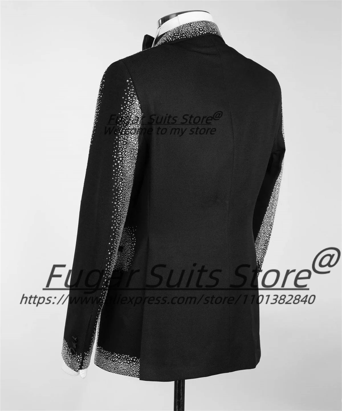 Shiny Magnificent Diamonds Men Suits Tailor Made Peak Lapel Groom Tuxedos 2 Pieces Sets Handsome Male Blazers Prom Costume Homme