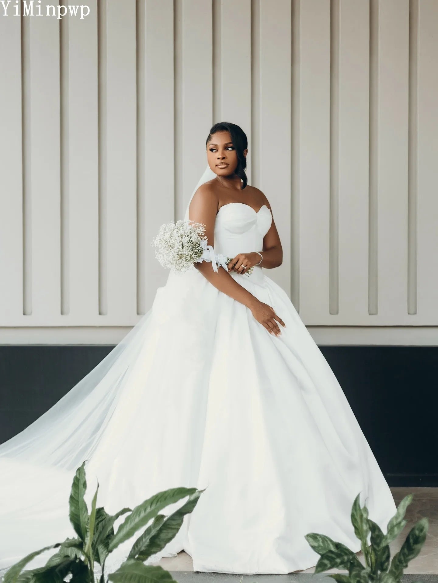 Simple White Wedding Dresses for Bride Sweetheart Drop-Waistline Corset Satin Summer Africa Bridal Ceremony Gown Customized
