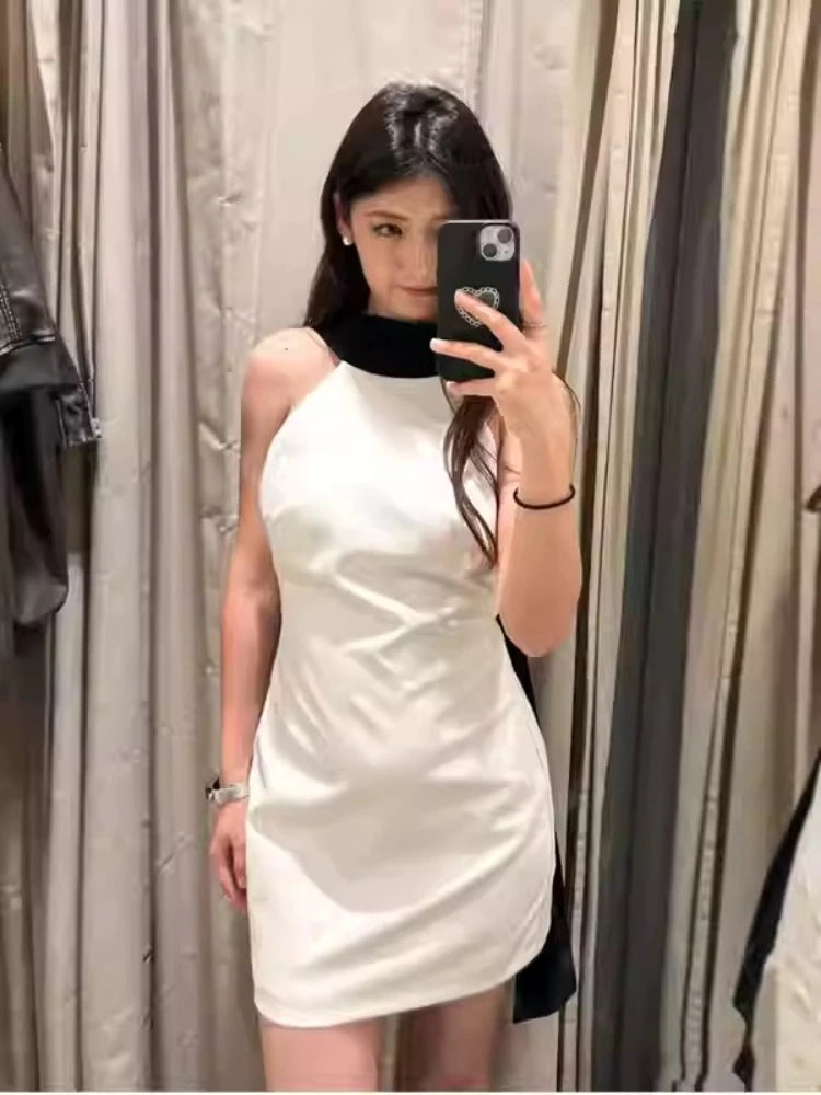 Women's Dress 2025 Halter White Mini Dress Off Shoulder Elegant Party Dresses Woman Summer Backless Short Dresses Vestidos Sexy