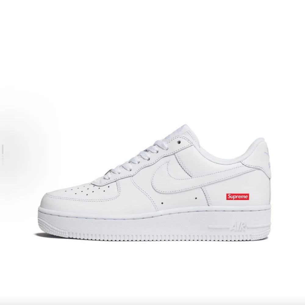 NIKE Air Force 1 Supreme Collaboration AF1 White Unisex Low-Top Casual Skate Shoes CU9225-100