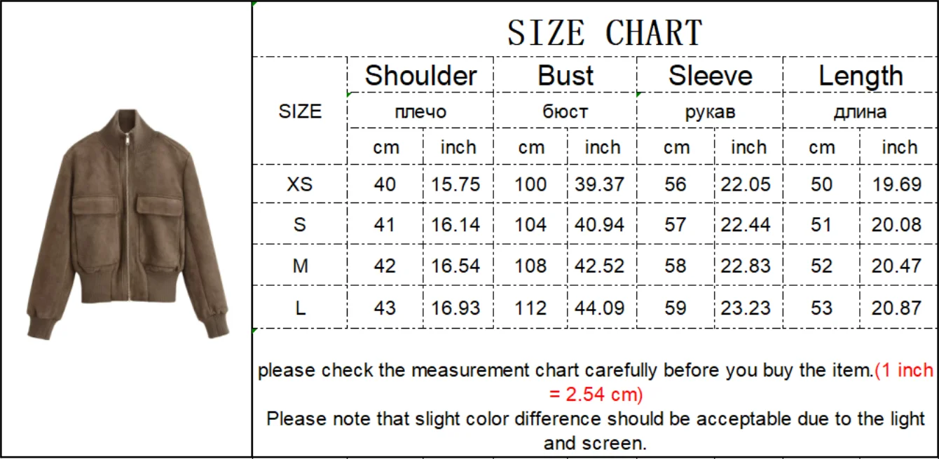 TFMLN 2026 Women Suede Leather Jacket with Pockets Autumn Winter High Collar Long Sleeve Zipper Jacket Lady Slim Chic Coats