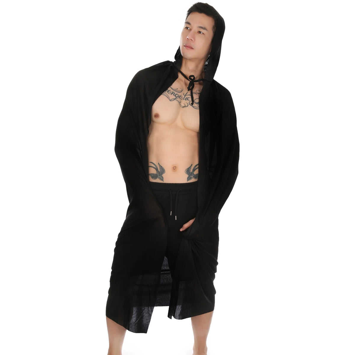 Halloween Cosplay Vampire Wizard Death Cloak Costumes Grim Reaper Black Translucent Erotic Cape Clubwear Stage Performance Wear