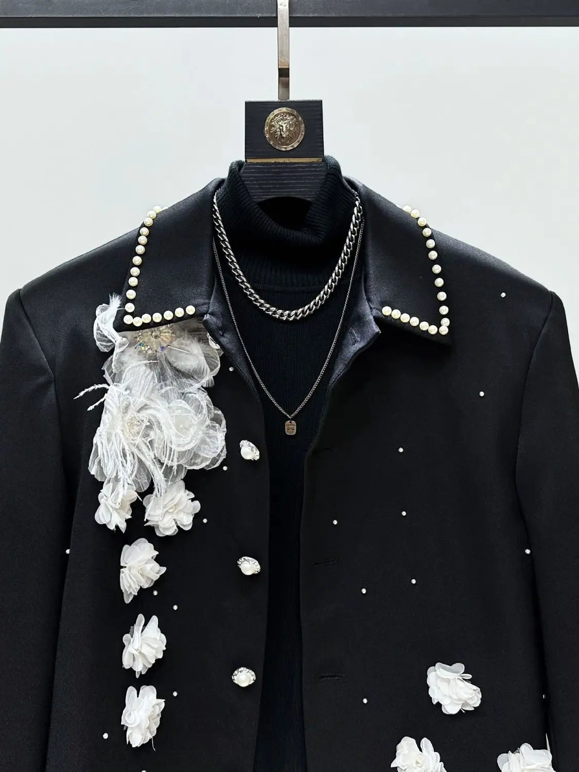 Design Heavy Industry Three-dimensional Men's Niche Fashion Short Jacket Personalized Flower Top