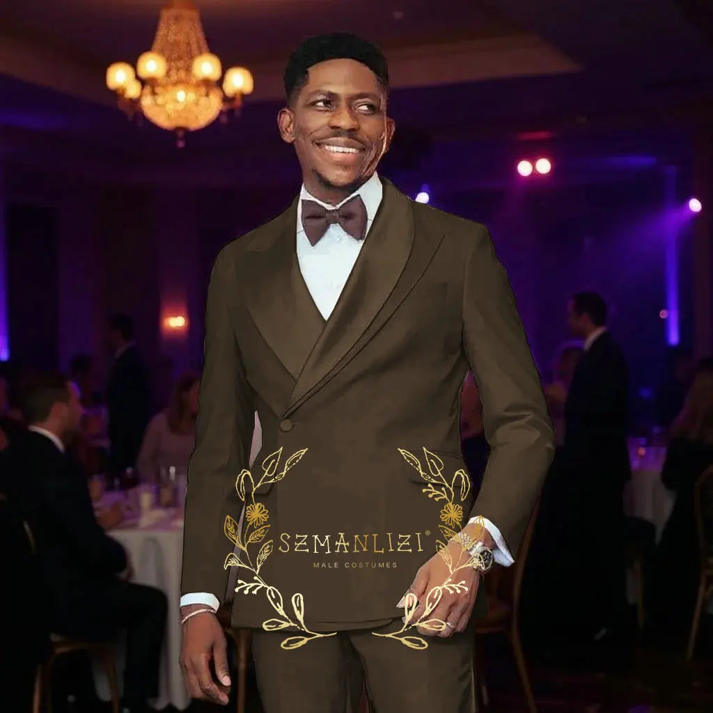 Beige Men's Wedding Suits Unique Collar Male Formal Groom Tuxedo Slim Fit Suit Outfits Elegant 2 Pieces Custom Made Male Suit