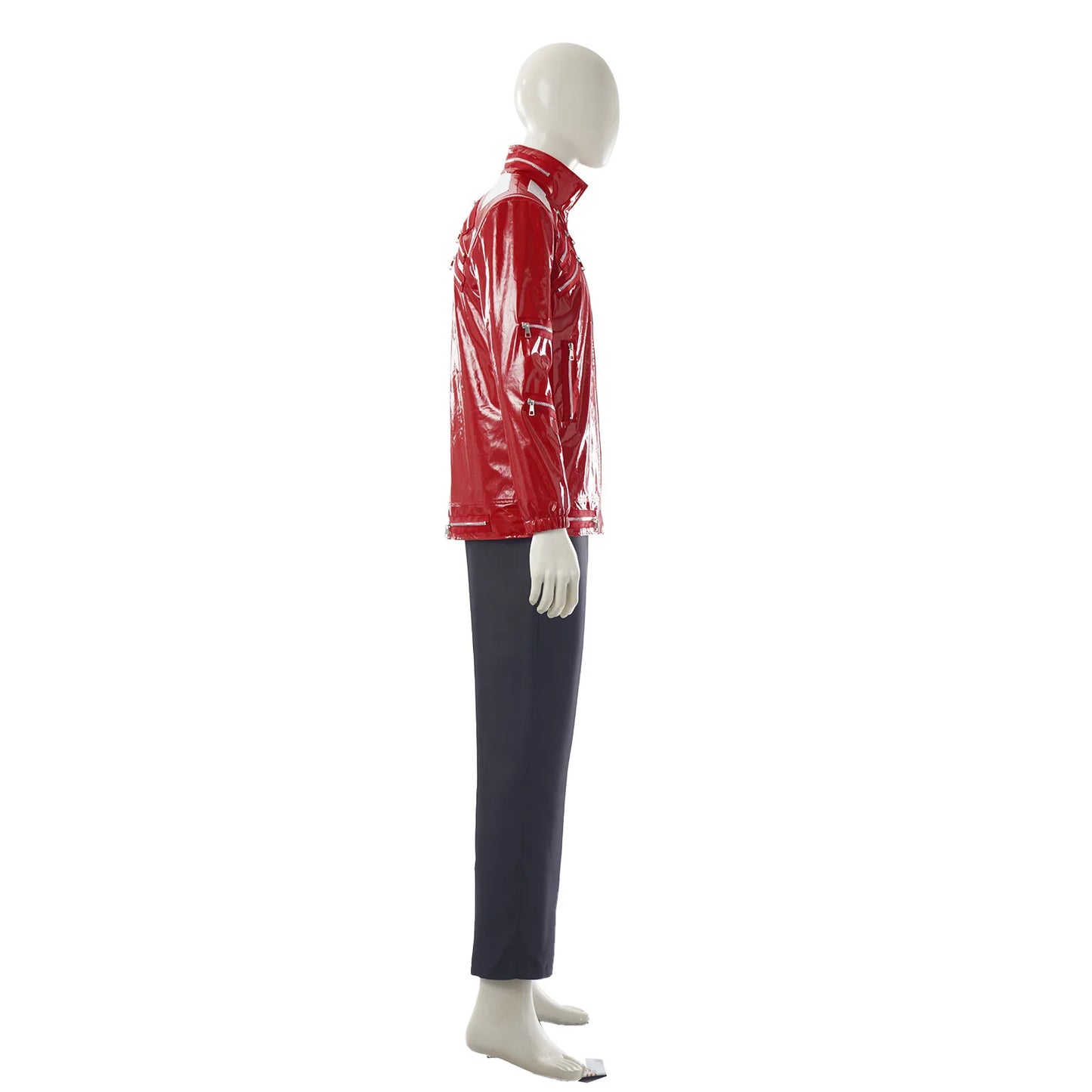 Red Zipper Michael Jackson MJ Beat It Jacket for Impersonators PU Leather Punk Casual Coat Halloween Stage Christmas Outwear