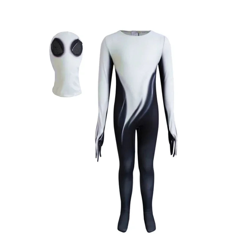 Cartoon Printed Spooky Ghosts and Goblins Jumpsuit Halloween Horror Grim Reaper Child Costume Adult Child Cosplay Mask Dress Up