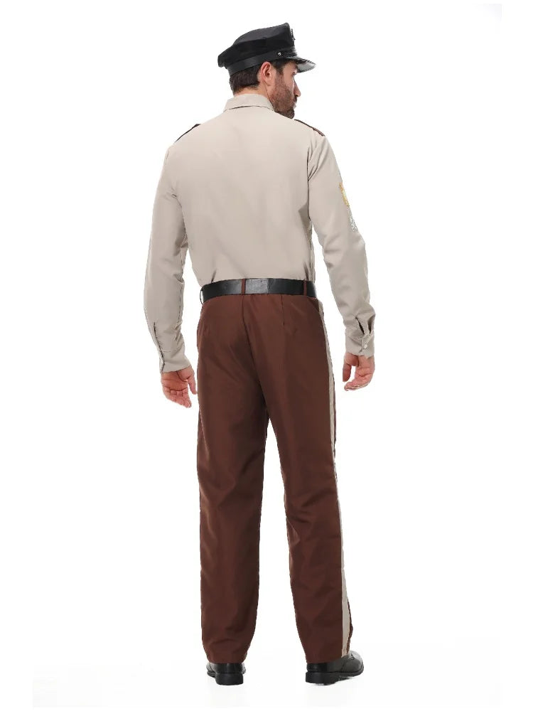 Unisex Sheriff Cosplay Costume Police Uniform Full Set Long Sleeve Halloween Carnival Party Stage Performance Dress Outfits