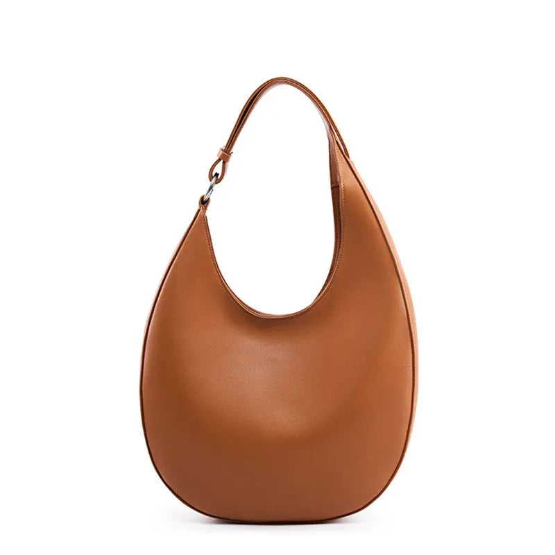 Genuine Leather Women Tote Bags Fashion Luxury Designer Women's Shoulder Bag Quality Cowhide Large Capacity Half Moon Handbags