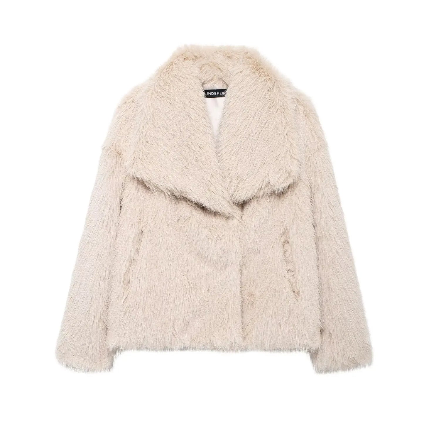 HH 2025 Winter Coats For Women New Artificial Fur Effect Loose Cropped Coat Female Versatile Streetwear Women's Cardigan