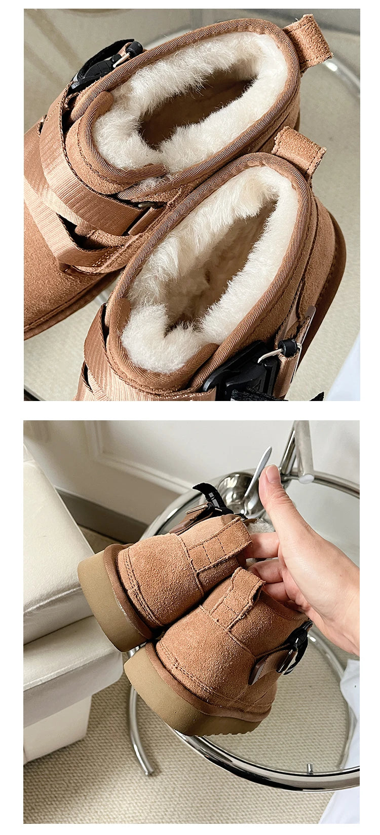 2026 Winter New Style Wang Yibo Same Top Leather Outdoor Warm Men's Boots Fashion Versatile Short Tube Men's Snow Boots