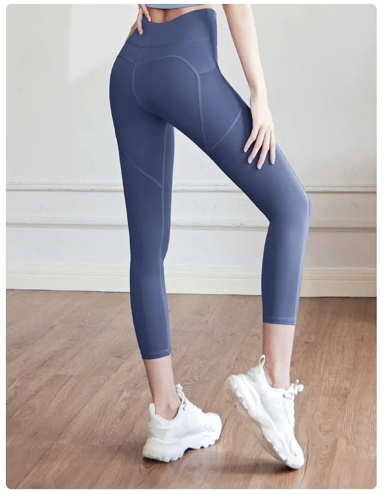 Training Leggings with Pockets for Women - High Elastic Yoga Pants Tummy Control High Waist 4-Way Stretch Gym Workout  Athletic