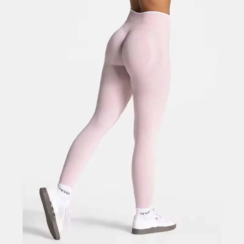 TEVEO Women's Seamless Gym Solid Sports Ignite Short White Waist Tight High Waist Hip Lifting Yoga Pants Running Sports Shorts